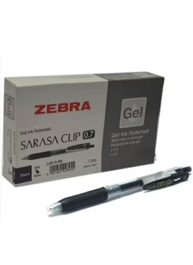 ZEBRA علبة أقلام جل زيبرا ساراسا كليب تحتوي على 10 قطع باللون الأسود 0.7 مم  - Image 1