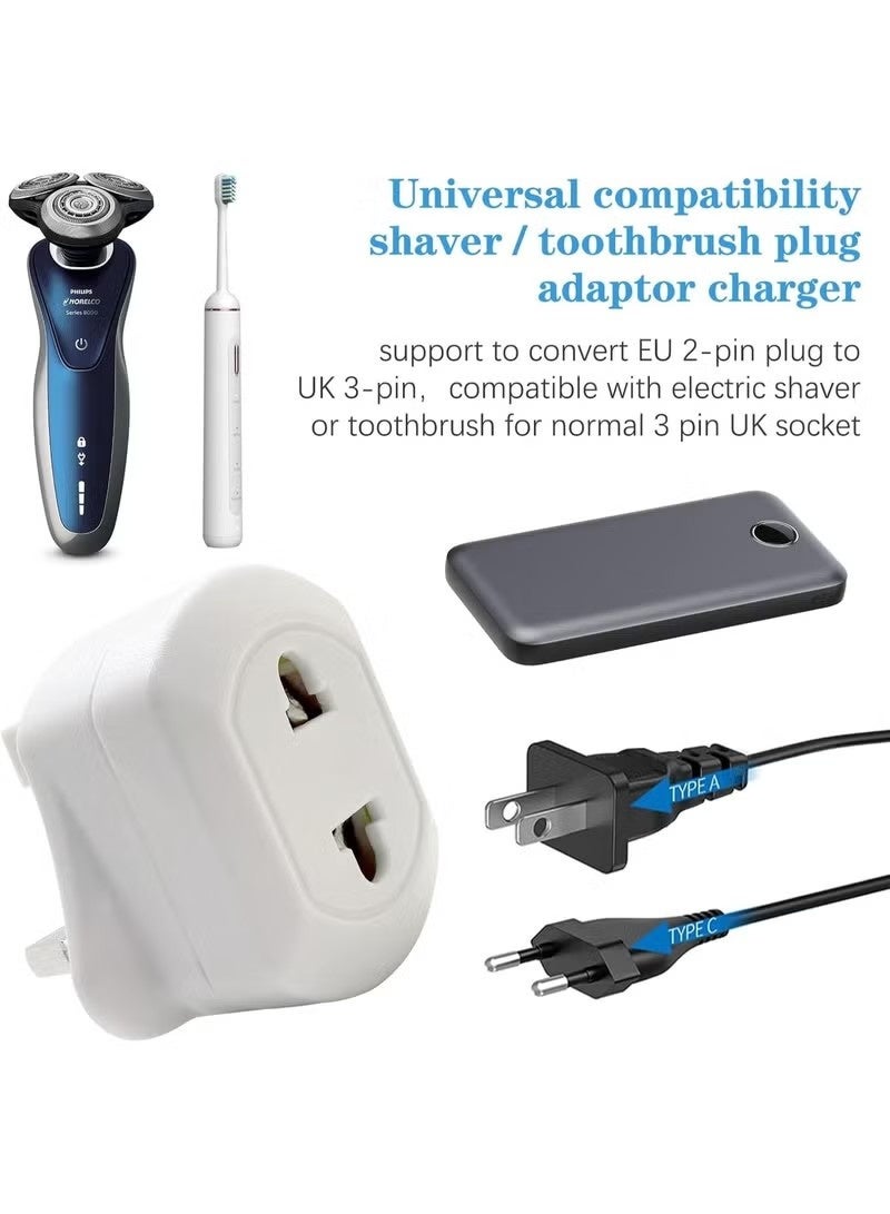 2 Pack UK Shaver and Toothbrush Plug Adapter Universal Bathroom Plug Adaptor for Shavers and Toothbrushes Compatible Plug Adaptor UK - Image 5