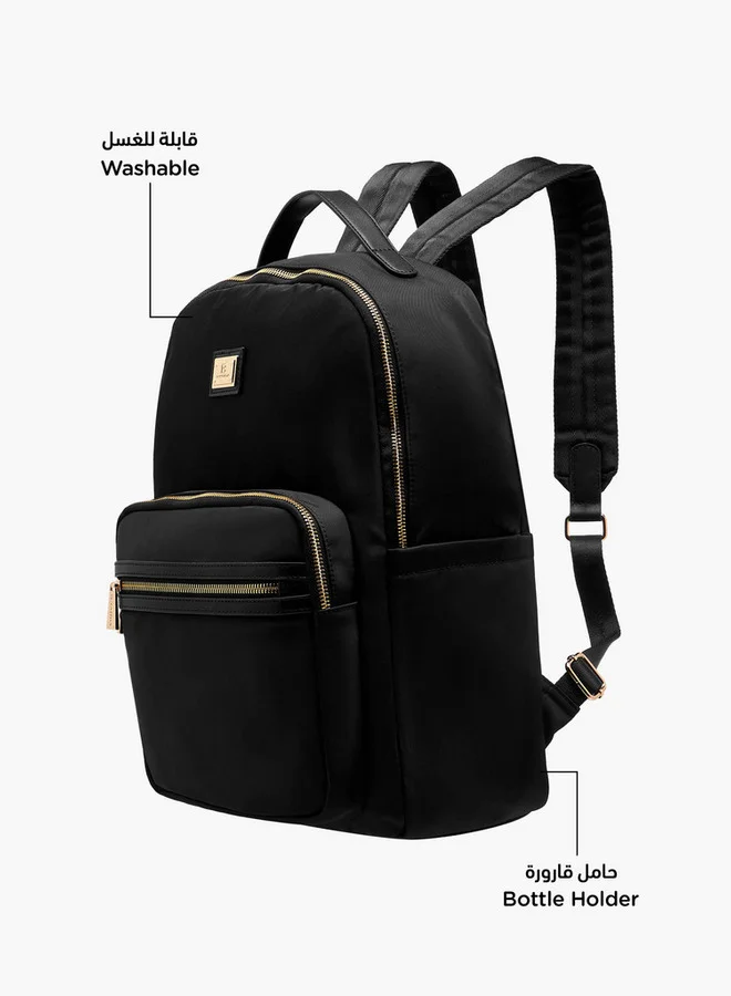 Flora Bella By Shoexpress Solid Backpack with Adjustable Straps and Zip Closure - 13x29x38 cm