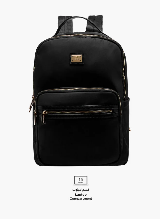 Flora Bella By Shoexpress Solid Backpack with Adjustable Straps and Zip Closure - 13x29x38 cm