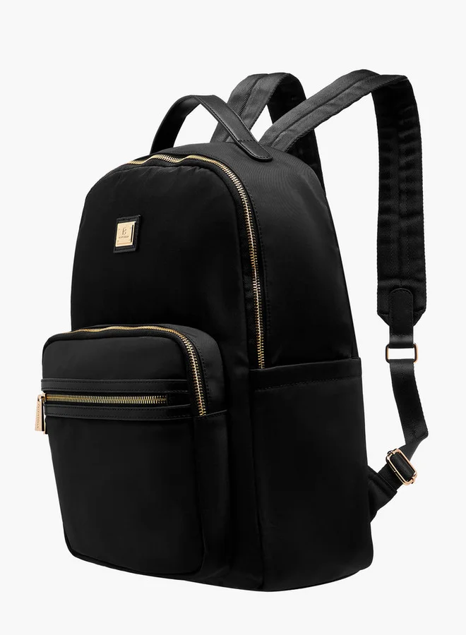 Flora Bella By Shoexpress Solid Backpack with Adjustable Straps and Zip Closure - 13x29x38 cm