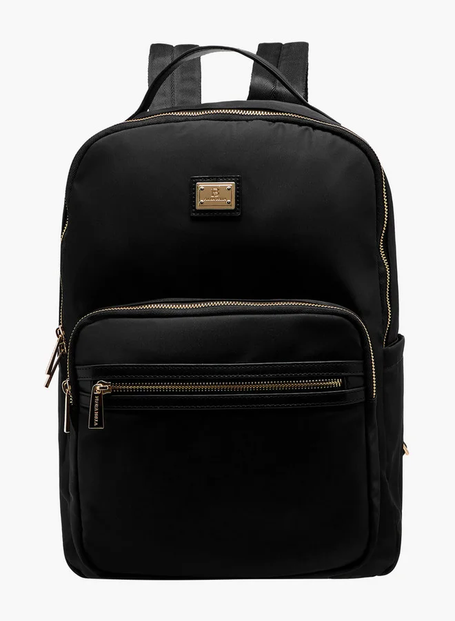 Flora Bella By Shoexpress Solid Backpack with Adjustable Straps and Zip Closure - 13x29x38 cm