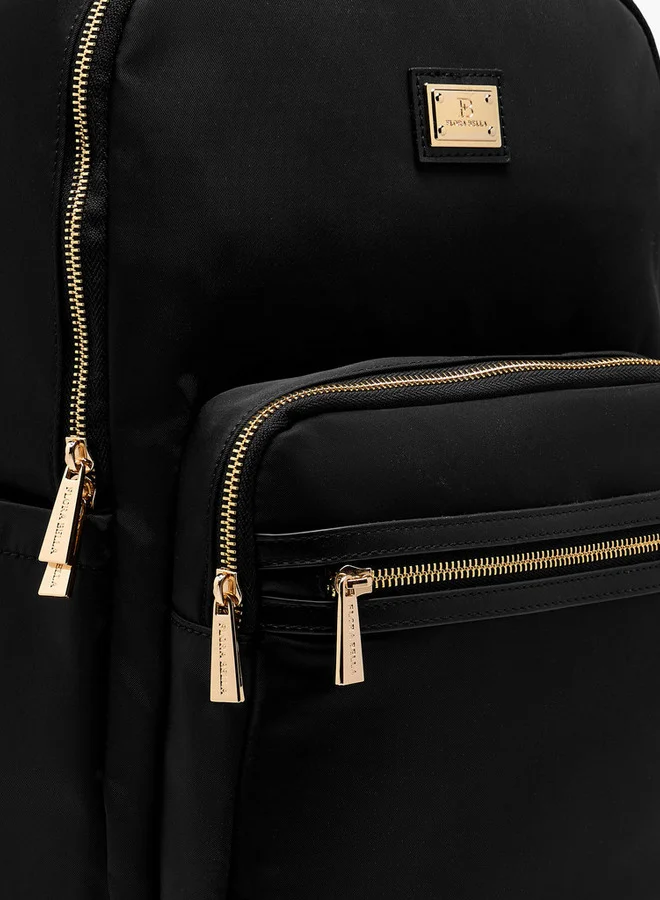 Flora Bella By Shoexpress Solid Backpack with Adjustable Straps and Zip Closure - 13x29x38 cm
