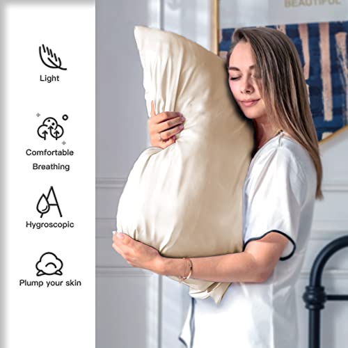 Suatien Silk Pillowcase for Hair and Skin,Soft,Breathable and Sliky 100% Queen Silk Pillow Case Set of 2,Both Sides Natural Mulberry Silk Pillowcases with Hidden Zipper(Queen Size 20"X 30",2pcs) - Image 3