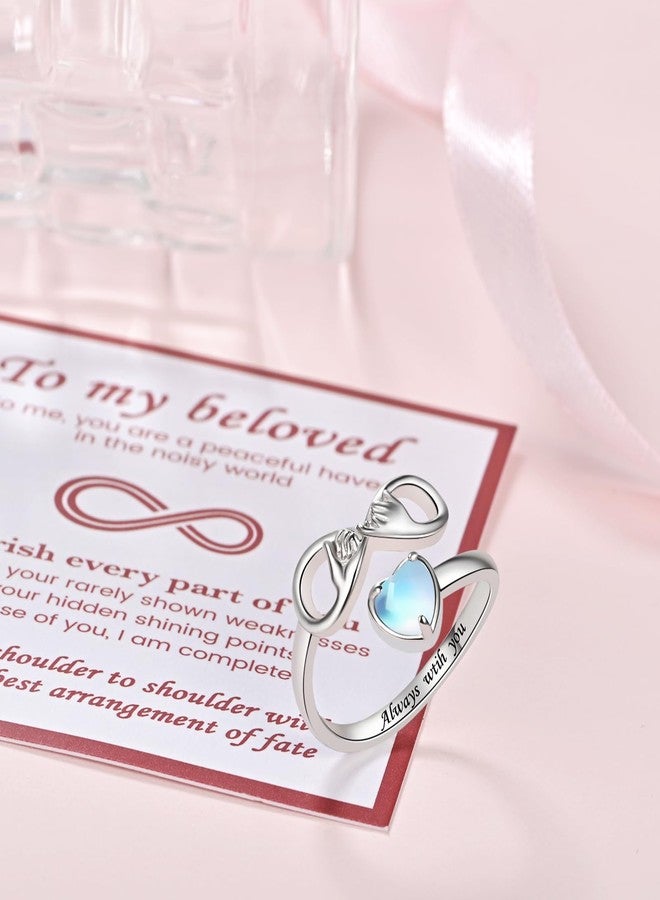 ACJNA Pinky Promise Rings-925 Sterling Silver Infinity Heart Adjustable Couples Rings for Valentines Day Jewelry Gifts - Image 2