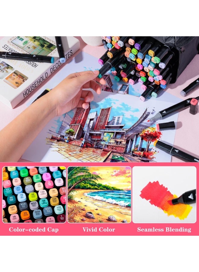 Touch 168 Pcs Colors Art Sketch Drawing Twin Marker Painting Pens Portable Color with Carrying Case Suitable for Adult and Kids - Image 5