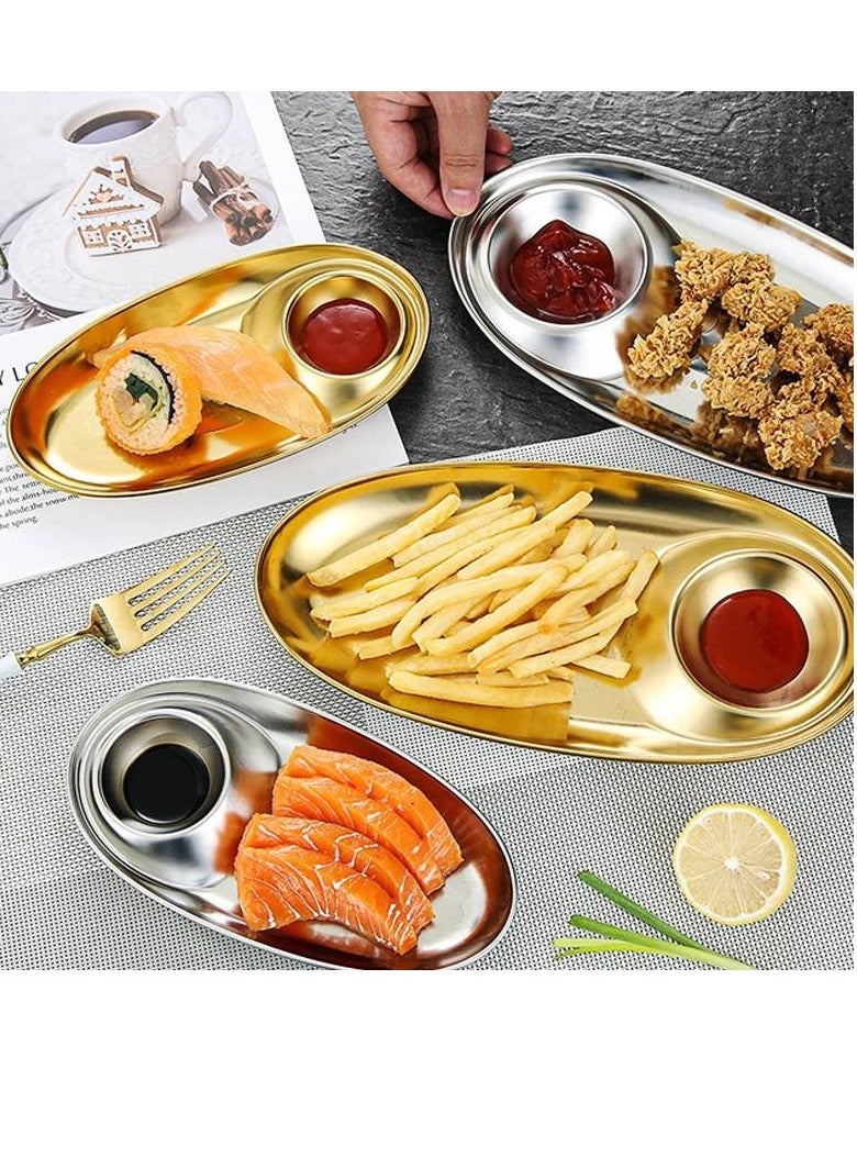 سرفيس تقديم الوجبات اطباق تقديم ذهبية من الفولاذ المقاوم للصدأ خامه استانليس تقيل مقاس 27.7*13.8 K