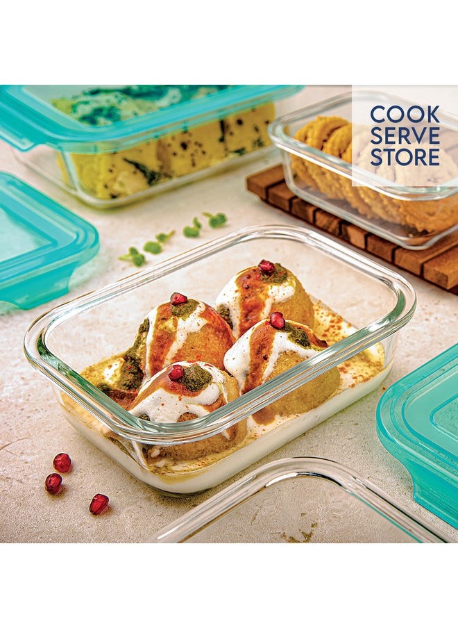 La Opala La Opala Cook Serve Store 100% Borosilicate Glass Storage Container | Simply Store with Lid | Rectangle 1.05 L | Microwave & Oven Proof | Dishwasher & Freezer Proof | Strong & Durable | Transparent  - Image 3