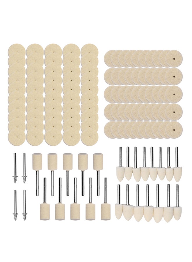 129pcs Abrasive Polishing Wheel Polishing Tools Wool Felt Metal Surface Buffing Accessories Rotary Tool White 16.0x12.0x3.0cm - Image 1