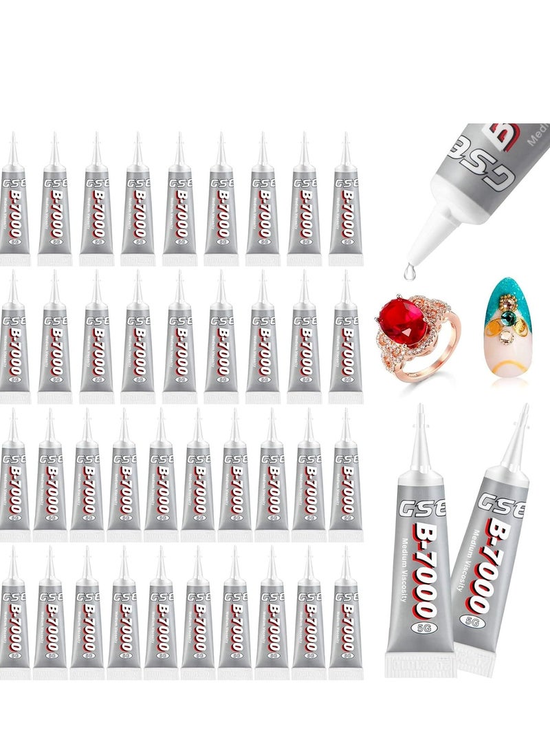 SYOSI B7000 Adhesive Rhinestone Clear Glue for Crafts, Bead B-7000 Jewelry DIY Cell Phone Repair Clothes Glass Metal Stone Beads Wooden Small Part Item 5ml, 40 Pcs - Image 1