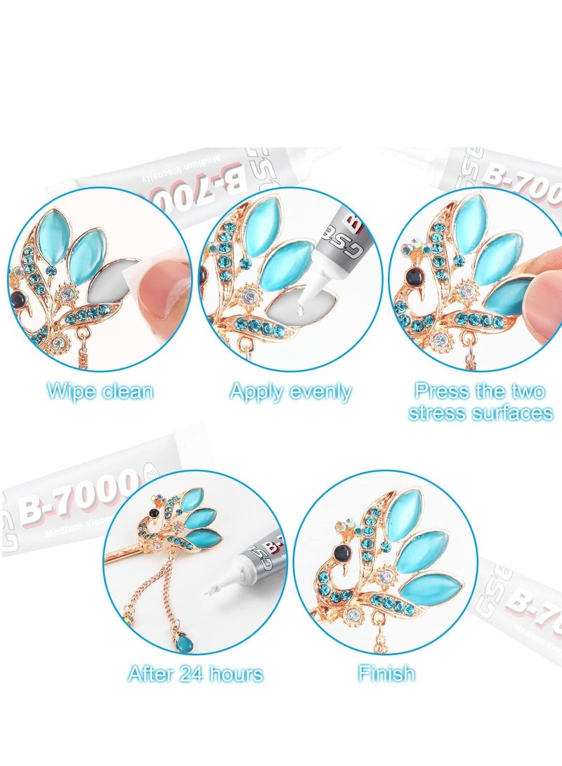 SYOSI B7000 Adhesive Rhinestone Clear Glue for Crafts, Bead B-7000 Jewelry DIY Cell Phone Repair Clothes Glass Metal Stone Beads Wooden Small Part Item 5ml, 40 Pcs - Image 4