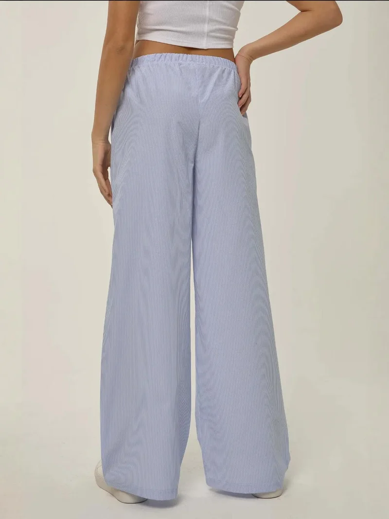 HICCUP Elastic Waist Striped Cotton Lounge Bottoms