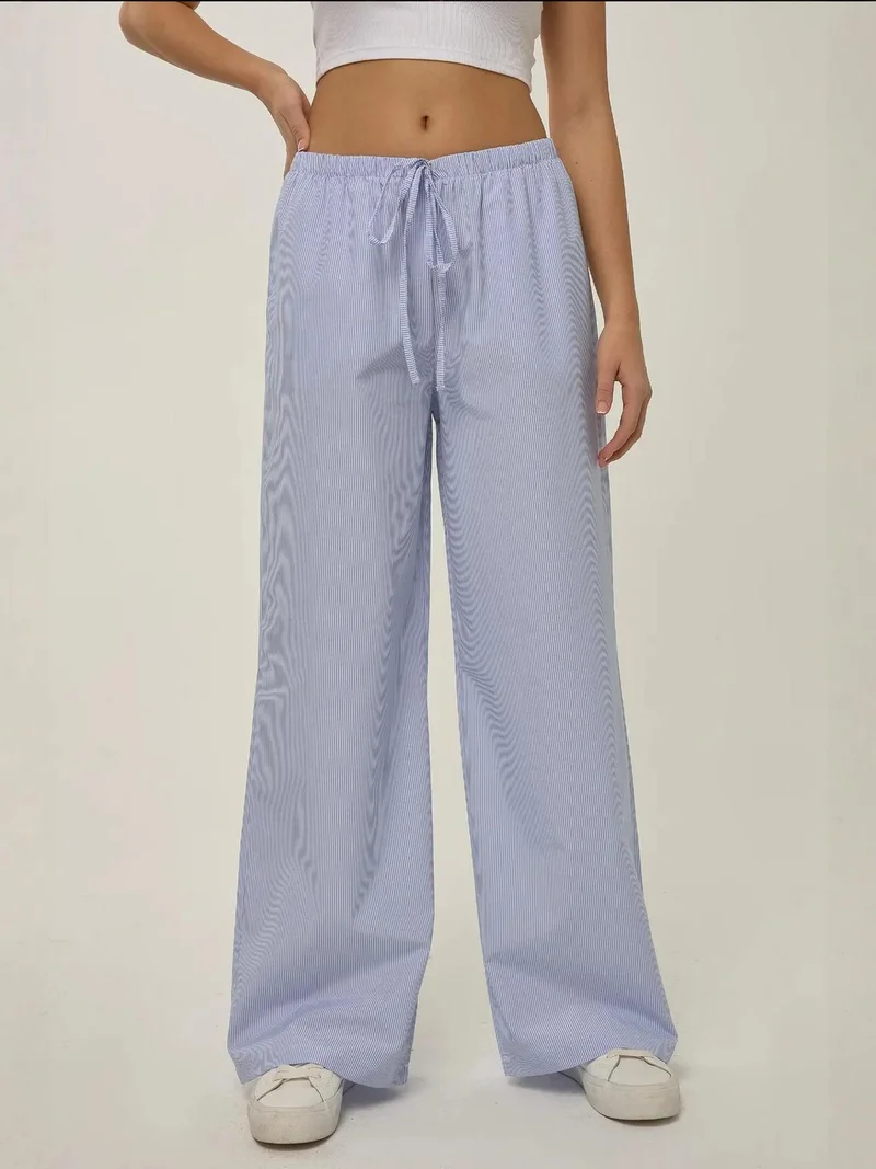HICCUP Elastic Waist Striped Cotton Lounge Bottoms
