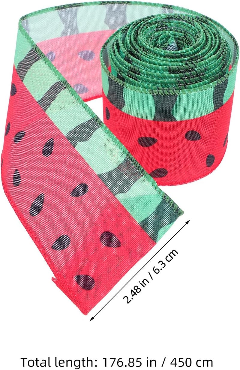 MAGICLULU 2 Rolls Fruit Wired Edge Ribbon – Watermelon Themed, 5 Yards Each for DIY Crafts, Box Wrapping, Bow Making, Outdoor Wreath, Summer Party, Bridal Shower, Picnic Decoration - Image 4