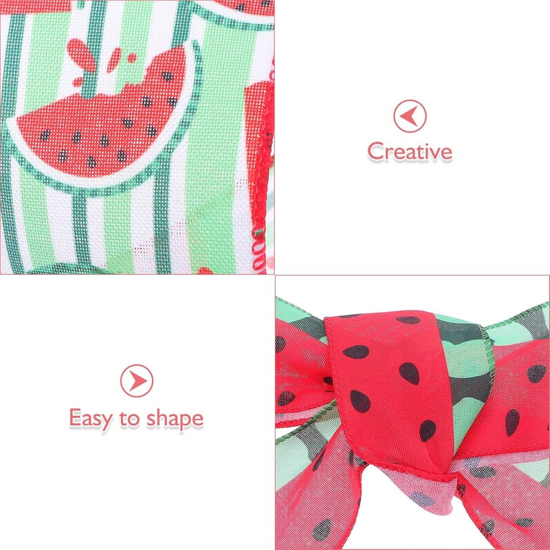 MAGICLULU 2 Rolls Fruit Wired Edge Ribbon – Watermelon Themed, 5 Yards Each for DIY Crafts, Box Wrapping, Bow Making, Outdoor Wreath, Summer Party, Bridal Shower, Picnic Decoration - Image 5