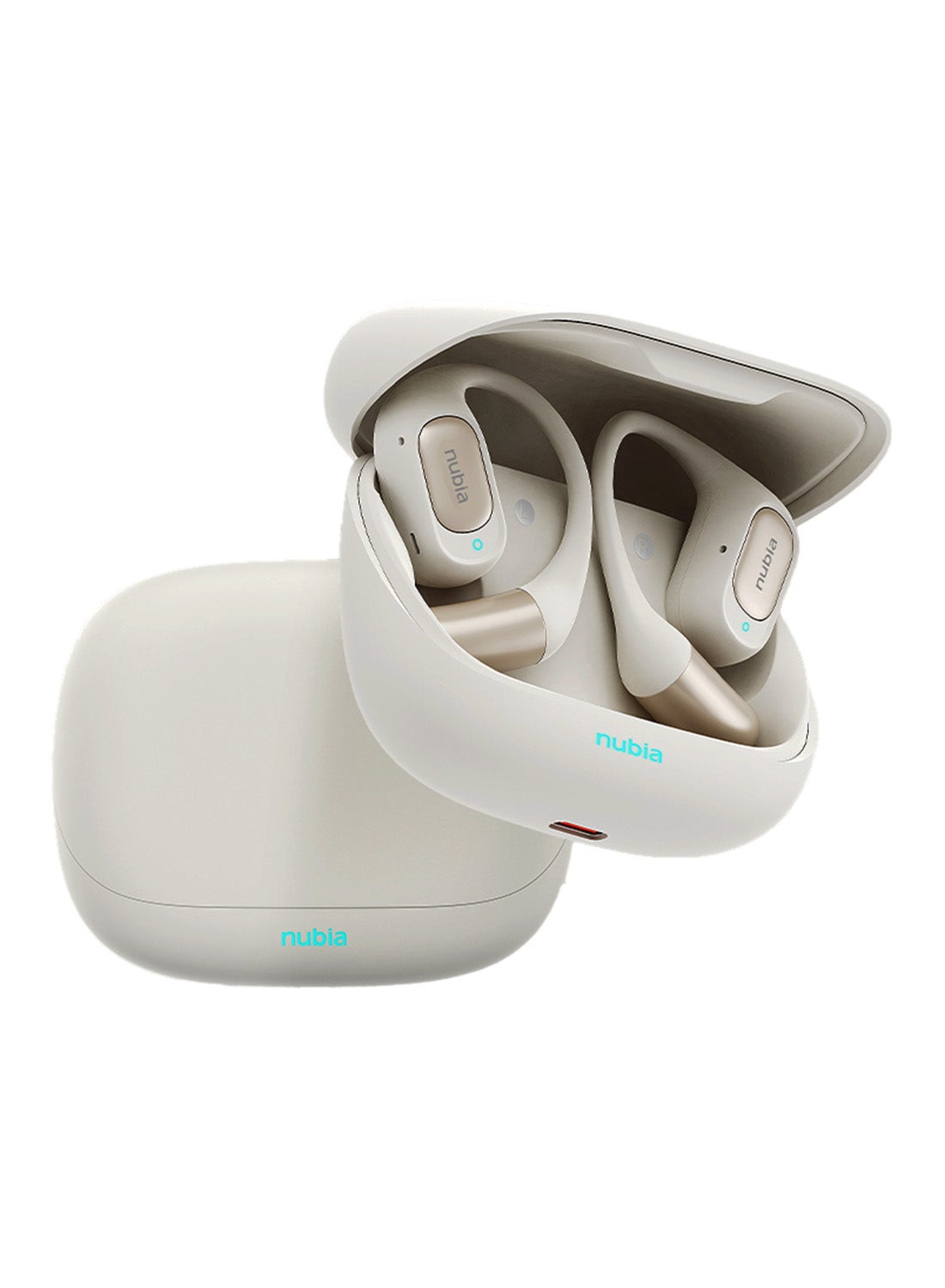 ZTE nubia LiveFlip Wireless Earbuds, 15mm Ultra-Large Driver, 10-Hour Battery Life, IPX4 Water Resistant, Bluetooth V5.4, ENC Noise Cancelling For Perfect for Music & Gaming Creamy White