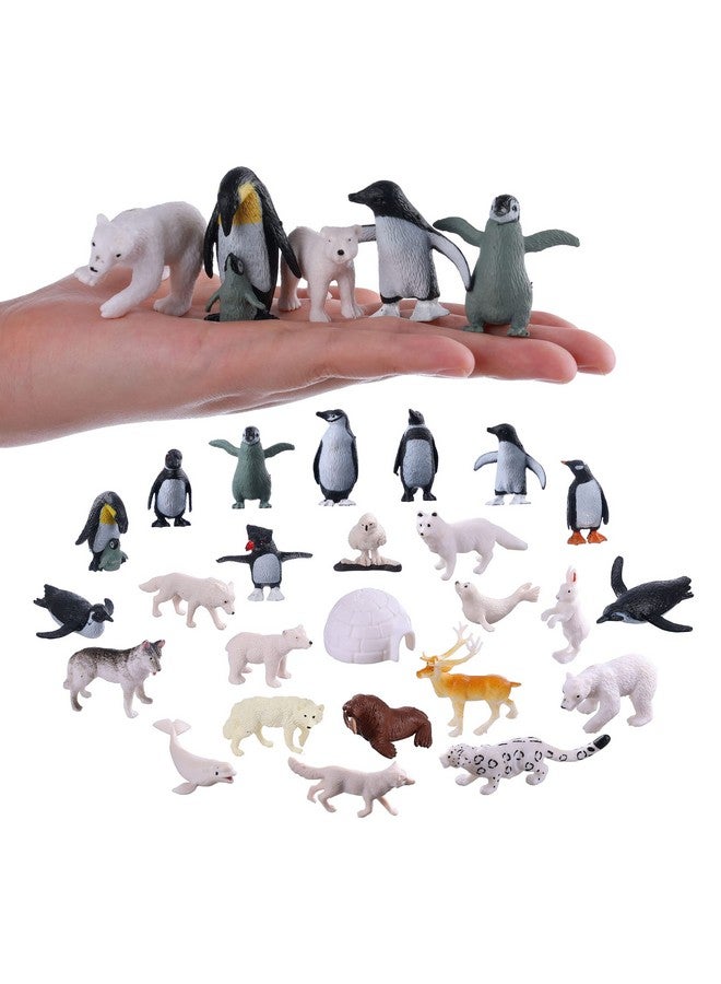 JOKFEICE Small Polar Animals Figurines, 25pcs Realistic Plastic Penguin Polar Bear Action Model for Early Educational, Birthday Cupcake Topper for Kids - Image 1