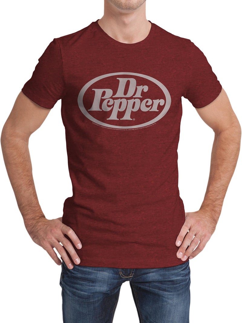 Tee Luv Men's Dr Pepper Oval Logo Shirt, Brick Heather, XL - Image 3