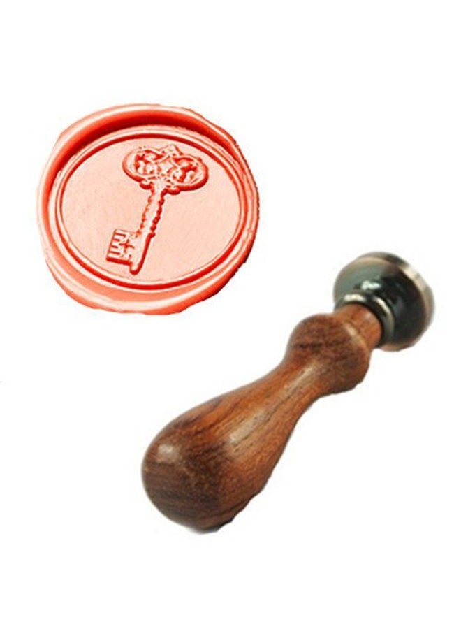 MDLG Vintage Retro Key Wax Seal Stamp Rosewood Handle Set Xmas Invitations Package Sealing Stamp Vintage Key Wax Seal Stamp Set - Image 1