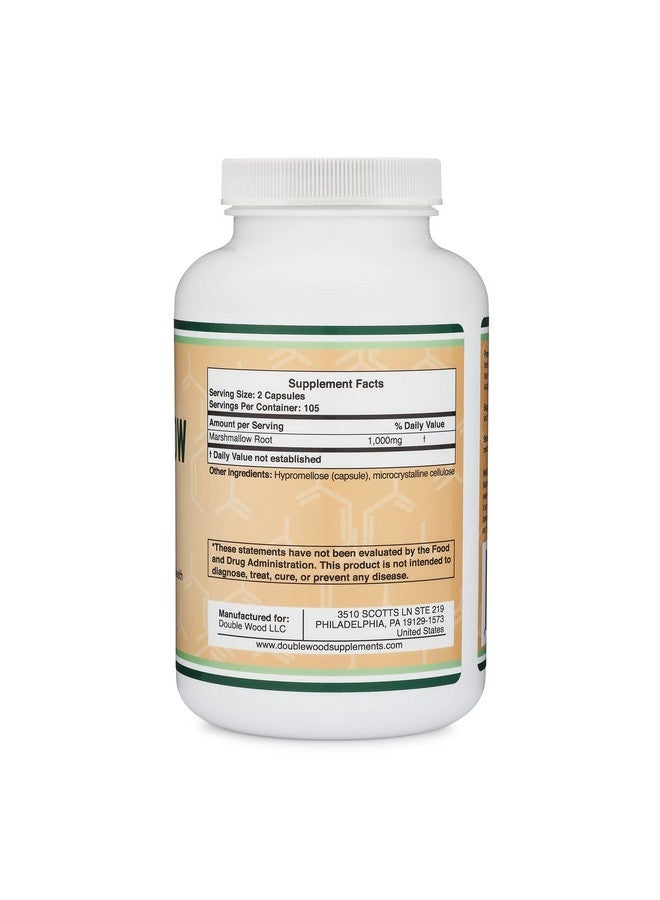 Double Wood Supplements كبسولات جذر المارشميلو (210 حبة 1000 ملغ لكل حصة) عالية في المخاط لدعم إصلاح الجهاز التنفسي والجلد والأمعاء (آمنة للنباتيين خالية من الغلوتين غير معدلة وراثيًا مصنوعة في الولايات المتحدة) من دابل وود - Image 3