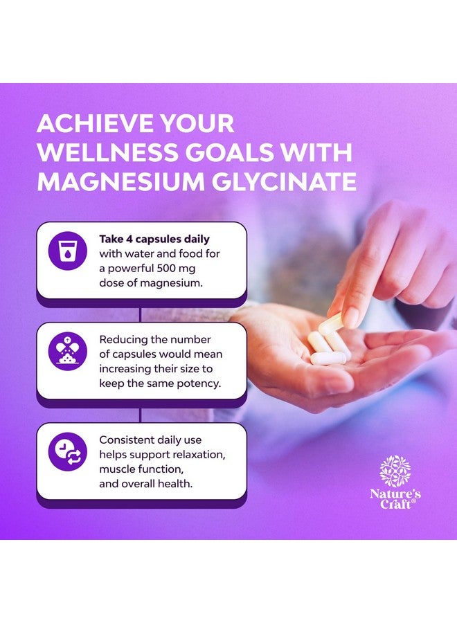 نايتشرز كرافت مكمل غذائي من جليسينات المغنيسيوم النقي ٥٠٠ ملغ - كبسولات مغنيسيوم للنوم والراحة للرجال والنساء - حبوب نباتية عالية الامتصاص بدون نكهة لدعم الاسترخاء - ١٢٠ قرصًا - Image 4