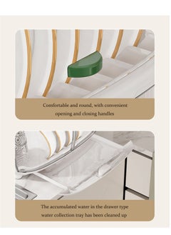 Arabest Dish Drying Rack Dust-proof Kitchen Plastic Dish Rack Tableware Storage Box Drain Dishware Lid Double-layer Partition Cupboard Double-layer Tableware Storage Rack  - Image 4