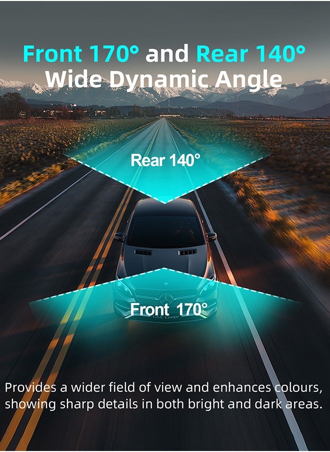 Digisand - 4K WIFI Dash Cam Front and Rear Dual Lens Auto Car Camera with 64GB Card Night Vision G-Sensor Black Box - Image 1
