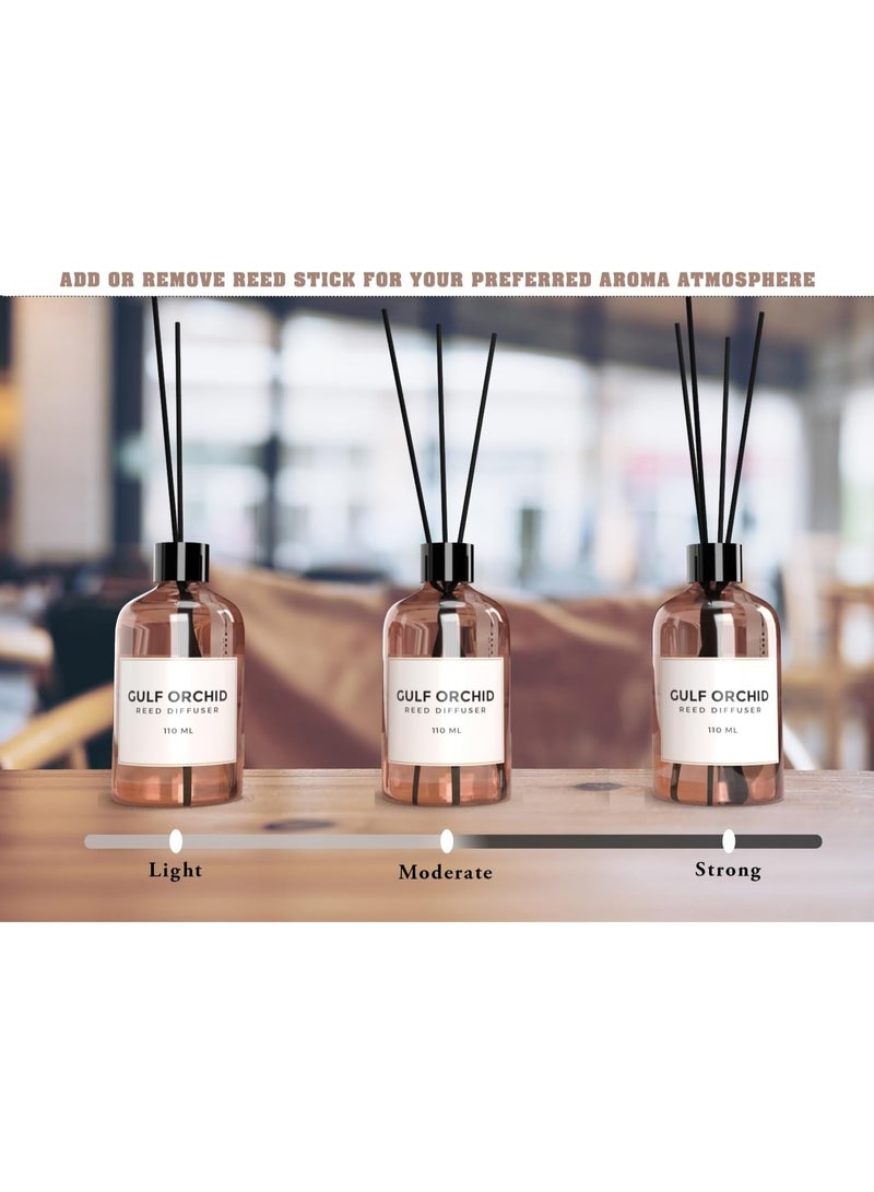 Gulf Orchid Coconut Reed Diffuser Aromatherapy Air Freshener Fragrance - Perfect for Home, Livingroom, Bedroom, Toilet, Closet & Office - 110ml - Image 4