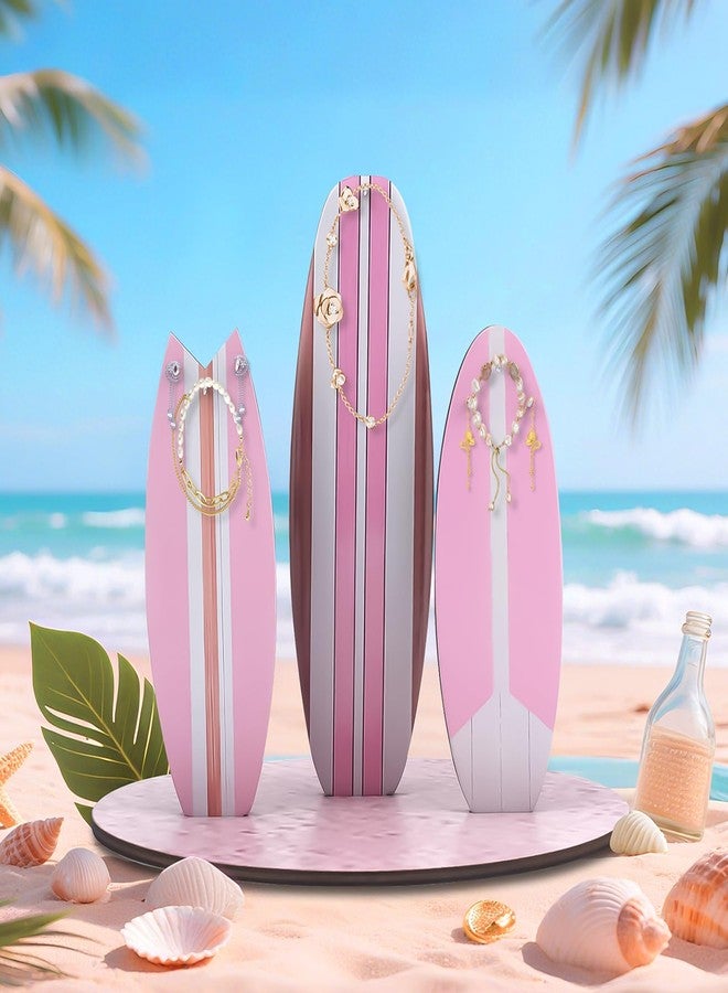 KCMOSGI Beach Paddleboard Jewelry Holder, Wooden Jewelry Organizer Stand Beach Room Decor for Teen Girls, Beach Room Decor, Hawaii Surfer Gift(Pink) - Image 5