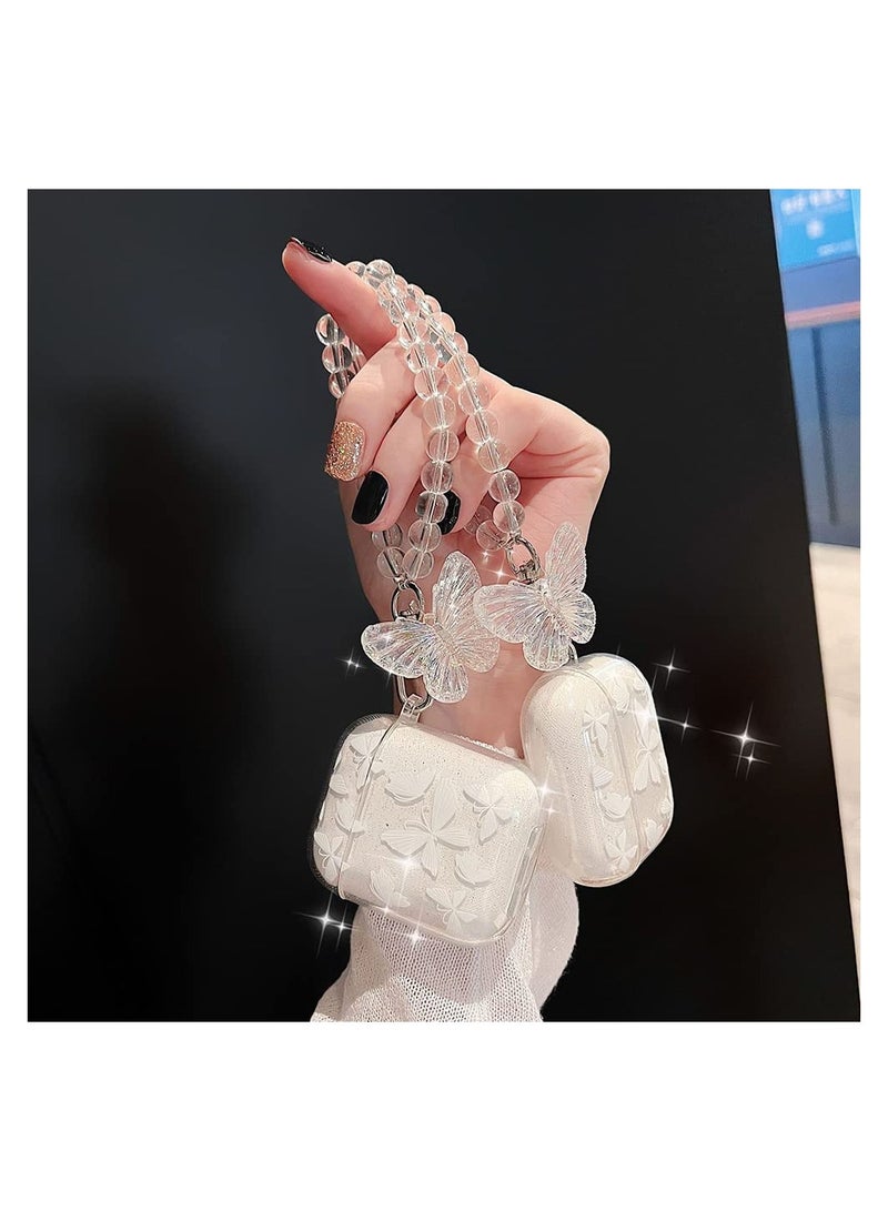 Zikra Glitter Silicone Case for Airpod Pro, Case with Keychain Glitter Butterfly Pattern Design Smooth Protective Case Soft Case Soft Touch Case Shockproof Silicone Case with Butterfly Accents for Girls - Image 3