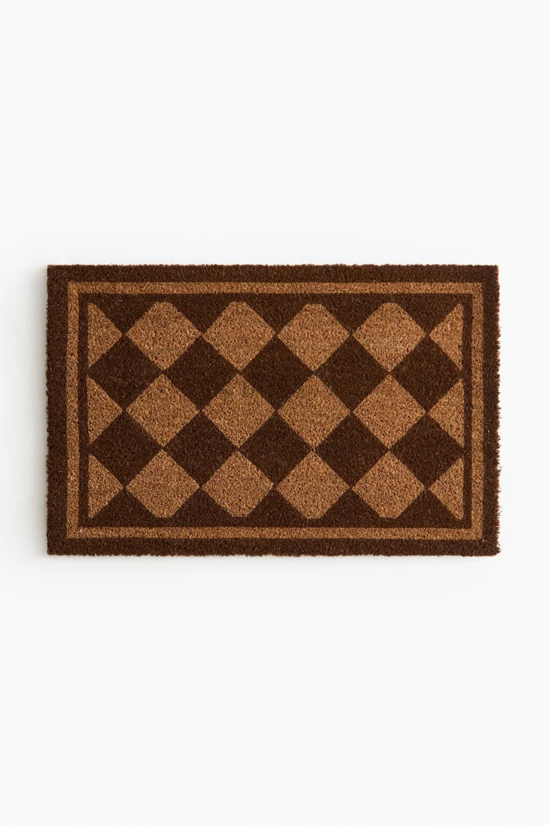 اتش اند ام سجادة باب من ألياف جوز الهند مزيّنة بطبعة