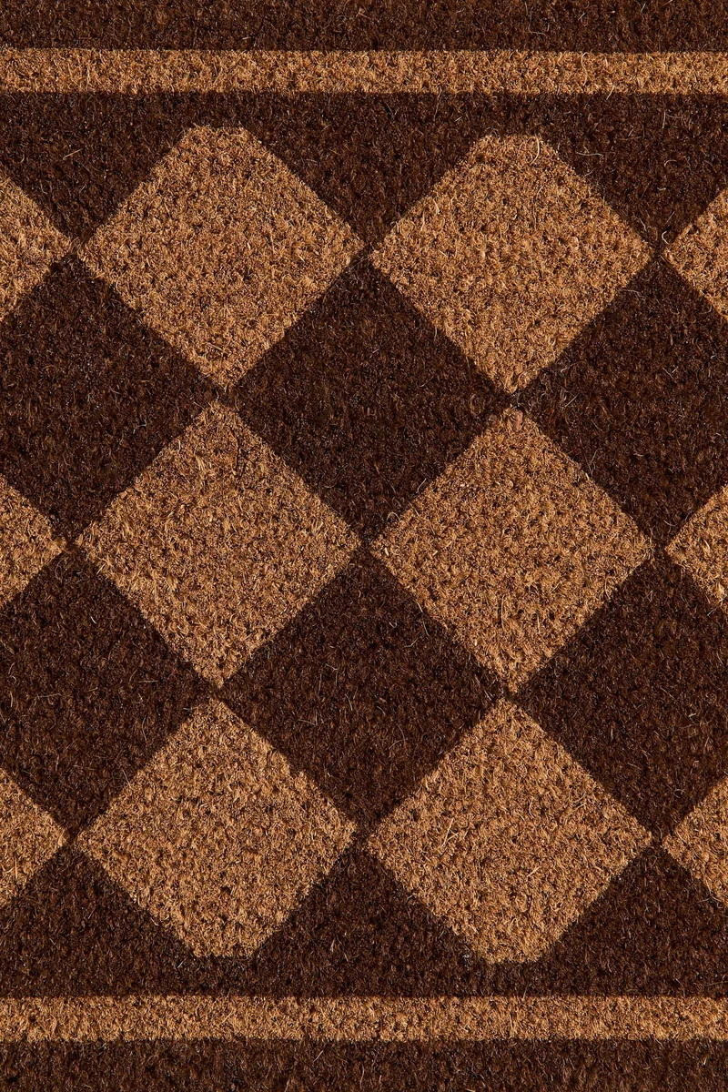 اتش اند ام سجادة باب من ألياف جوز الهند مزيّنة بطبعة