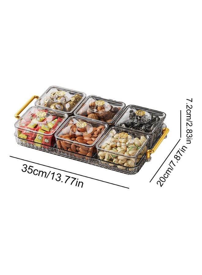 WALALLA Modern Divided Snack Tray Portable Clear Elegant Removable Fashion Sectioned Serving Tray With Lid & Handle For Snacks Appetizers Nuts Candy - Image 5