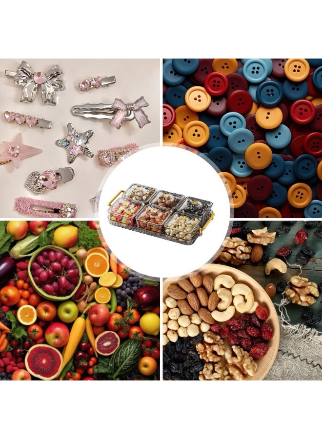 WALALLA Modern Divided Snack Tray Portable Clear Elegant Removable Fashion Sectioned Serving Tray With Lid & Handle For Snacks Appetizers Nuts Candy - Image 4