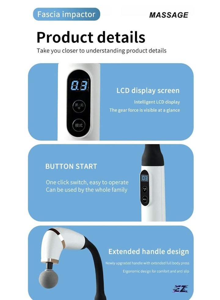 ELTRAZONE Massage Gun with Extended Handle – U-Shaped Back Massager for Pain Relief, Deep Tissue Therapy for Neck, Shoulders & Legs | Ergonomic, Powerful & Quiet Design for Full Body Recovery (Gray) - Image 2