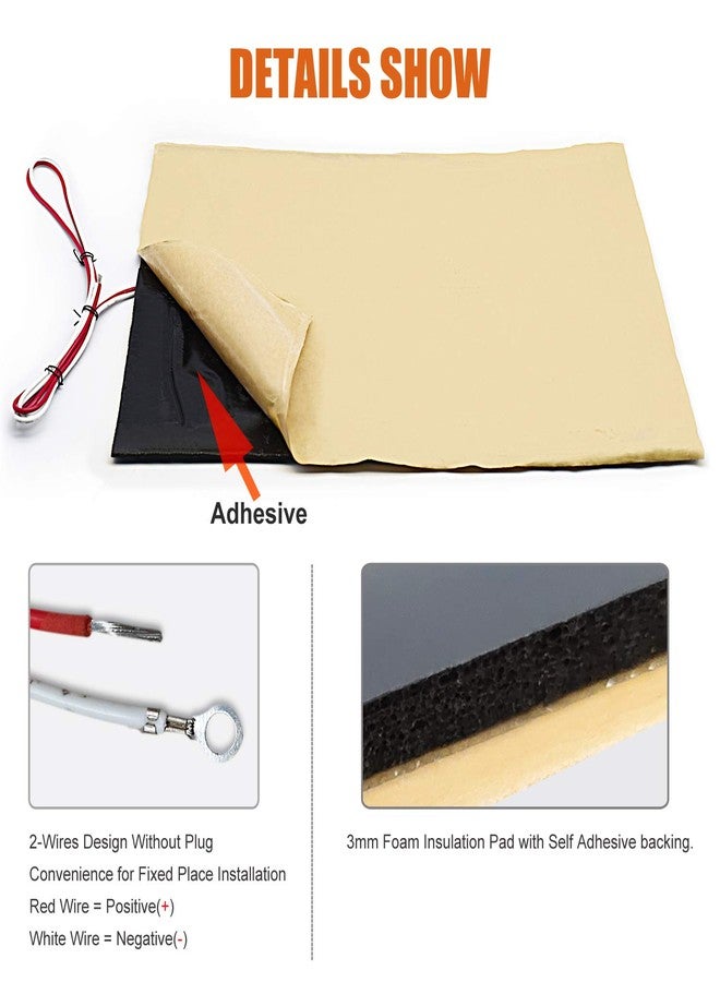 فاكون وسادة تسخين خزانات المياه من فاكون، مقاس 7-1/4 بوصة × 25 بوصة، تعمل بجهد 12 فولت، مزودة بمنظم حرارة أوتوماتيكي، حاصلة على شهادة QAI، تمنع التجمد لخزانات المياه العذبة والرمادية والسوداء، بسعة تصل إلى 50 جالونًا. - Image 4