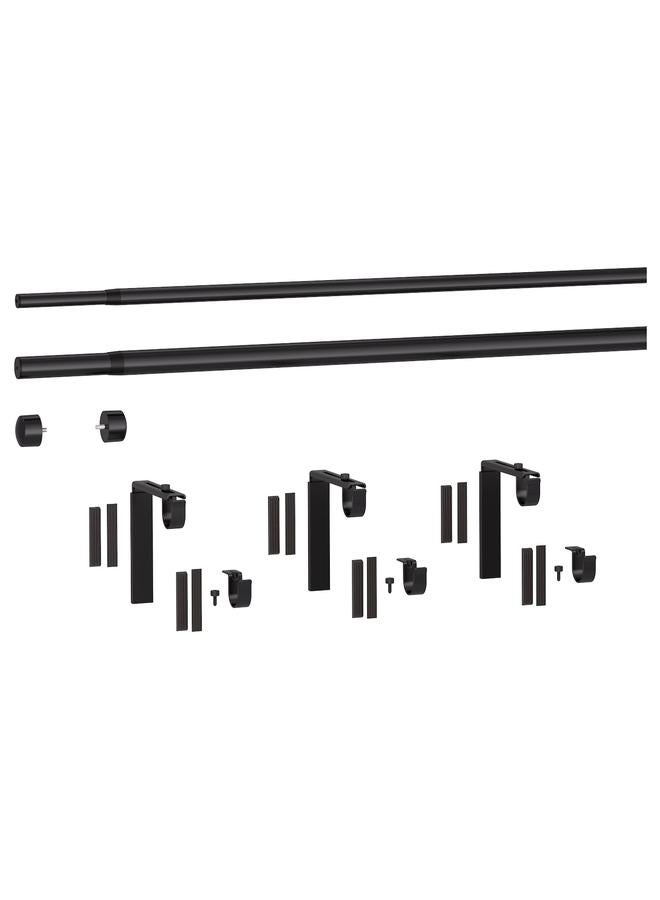 Zaboon Double Curtain Rod Combination, Black, 120-210 Cm - Image 3