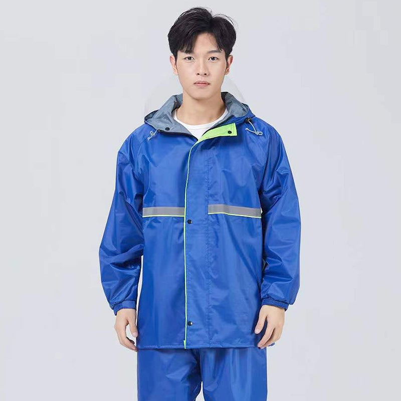 Reflective Oxford Raincoat Suit for Cyclists Plain Single suit-Royal Blue 