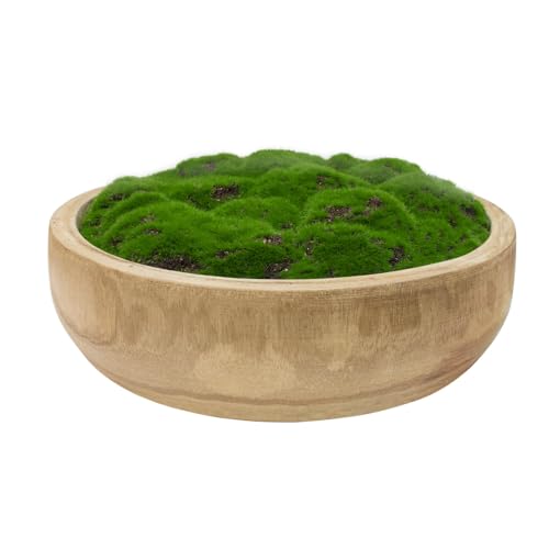 NAHARO Moss Wood Bowl, Natural Round Decorative Dough Bowl, Artificial Moss Centerpiece for Wedding Table, Home Decoration, Living Room, Office, No Maintenance - Image 1