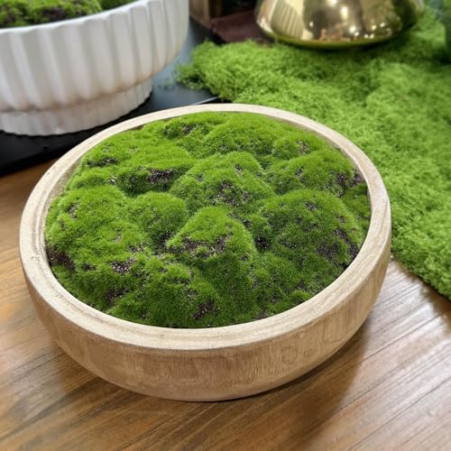 NAHARO Moss Wood Bowl, Natural Round Decorative Dough Bowl, Artificial Moss Centerpiece for Wedding Table, Home Decoration, Living Room, Office, No Maintenance - Image 3