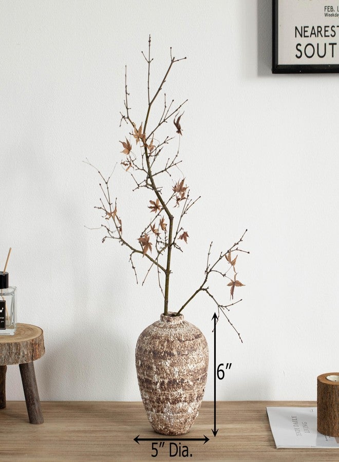 يونيك وايز مزهرية سيراميك صغيرة الحجم من يونيك وايز، مقاس 6 بوصات، بتصميم عتيق وملمس مميز، مثالية لعرض الزهور الاصطناعية والأغصان ونبات البامباس لتزيين غرفة المعيشة أو كقطعة مركزية، لون بني - Image 2