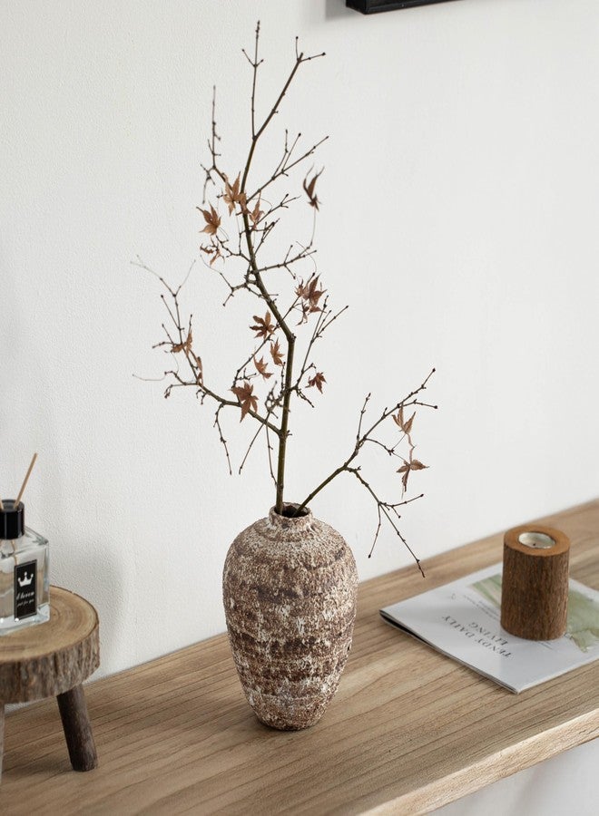 يونيك وايز مزهرية سيراميك صغيرة الحجم من يونيك وايز، مقاس 6 بوصات، بتصميم عتيق وملمس مميز، مثالية لعرض الزهور الاصطناعية والأغصان ونبات البامباس لتزيين غرفة المعيشة أو كقطعة مركزية، لون بني - Image 4