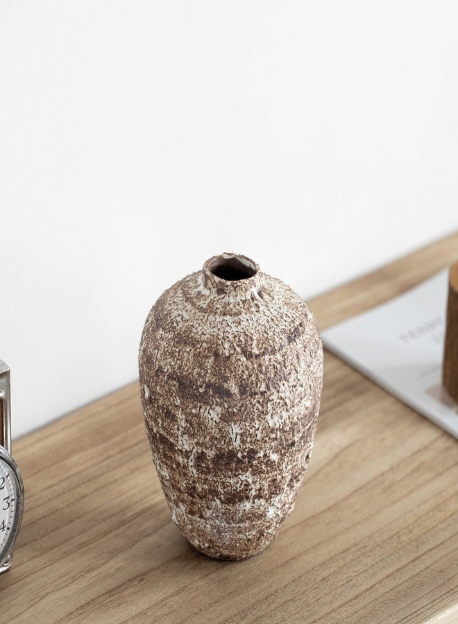 يونيك وايز مزهرية سيراميك صغيرة الحجم من يونيك وايز، مقاس 6 بوصات، بتصميم عتيق وملمس مميز، مثالية لعرض الزهور الاصطناعية والأغصان ونبات البامباس لتزيين غرفة المعيشة أو كقطعة مركزية، لون بني - Image 3