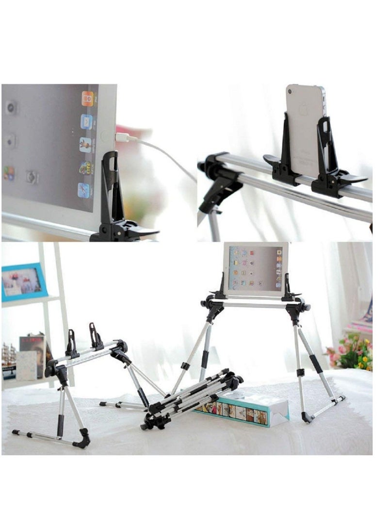 Generic - Tablet Holder, 360 Adjustable Phone/Tablet Stand with Steel Arm, Lazy Mount Tablet Clamp for All 4"-10.5" Phones, Tablet, Switch, for Gaming, Watching Video, Chatting - Image 1