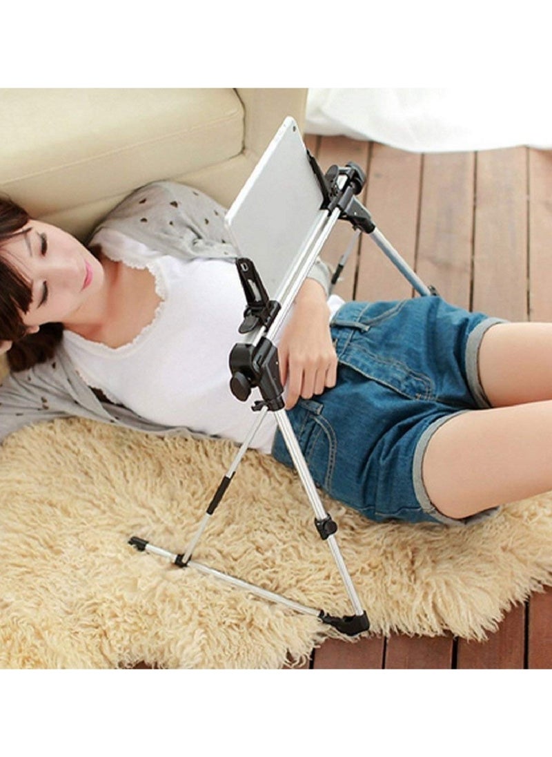 Generic - Tablet Holder, 360 Adjustable Phone/Tablet Stand with Steel Arm, Lazy Mount Tablet Clamp for All 4"-10.5" Phones, Tablet, Switch, for Gaming, Watching Video, Chatting - Image 1