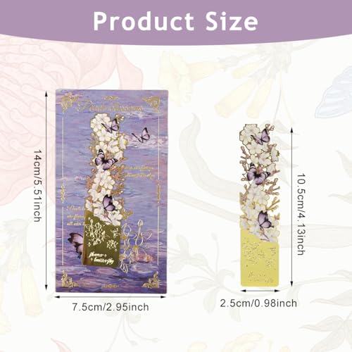 OFIFO® Butterfly Metal Bookmark Set of 4, Vintage Cutout Rose Flower Sunflower Tassel Decorative Book Markers for Books, Textured Reading Accessories Gifts for Women Men Students - Image 2