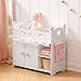 ROBUD Baby Doll Crib Wooden Doll Bed Baby Crib Toy with Storage Bedding Storage Bag and 3 Hooks 1821 inch Doll Accessories Girl Doll Furniture Ages 3 White - Image 2