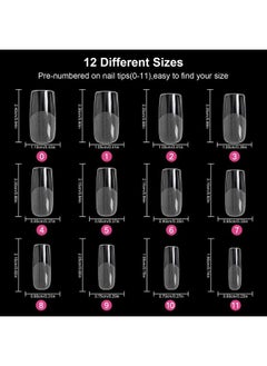 AORAEM Square Nail Tips120 Pcs Artificial Full Cover Nail Tips Soft Clear Gel Tips 12 Sizes Square Sharp False Nails With Box For Home Diy Nail Salon  - Image 3