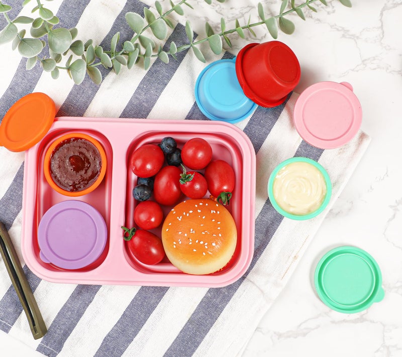 KOLUTI 6 Pack Salad Dressing Container To Go  Nonstick Silicone 1.6oz Sauce Cup for Lunch Bento  Small Condiment Storage Box with Lid  Leak-proof  BPA Free  Dishwasher & Microwave & Oven Safe - Image 2