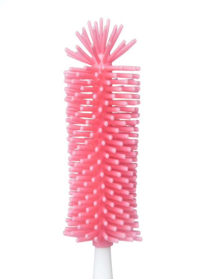 Bubbles 2- in -1 Bristle Baby Feeding Bottle Plastic Cleaning Brush & Nipple Cleaner,Grooved Handle with Suction Base,Easy to Clean Bottle Corners for Narrow Neck&Wide Neck Feeding Bottles (Pink) - Image 4
